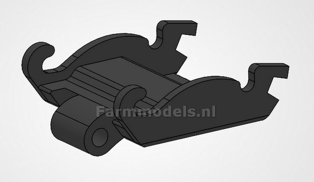 KOPPELSTUK SNELWISSEL aan CW30 snelwisselkoppeling geschikt voor Koppellen PLADDET bietengrijper 3D Geprint Mat: Resin ZWART gespoten 1:32                      