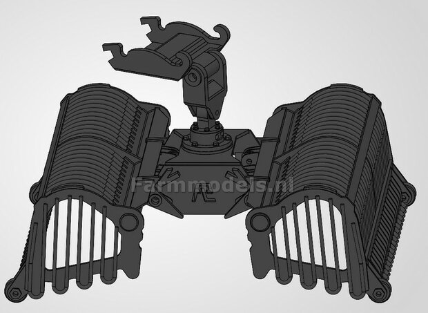 KOPPELSTUK SNELWISSEL aan CW30 snelwisselkoppeling geschikt voor Koppellen PLADDET bietengrijper 3D Geprint Mat: Resin ZWART gespoten 1:32                      