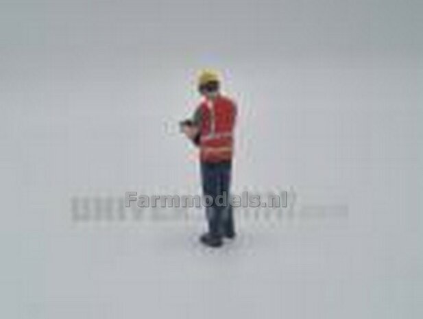 ORANGE: Voorman/ uitvoerder/ planner/ Bouwvakker/ inspecteur met papieren, veiligheid overall en helm-handgeschilderd 1:32 ATL32043  