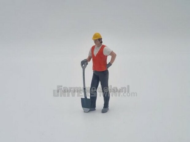 ORANGE: Man met schopen veiligheids hesje en helm-handgeschilderd 1:32 ATL32049 