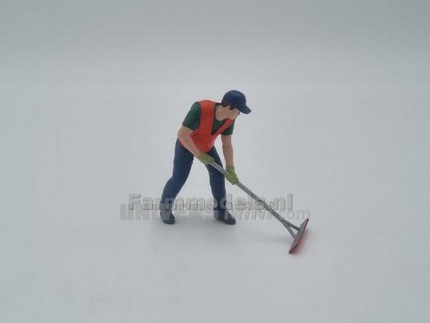 ORANGE: Man met Bitumenschraper en veiligheids hesje-handgeschilderd 1:32 ATL32046