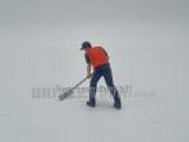 ORANGE: Man met Bitumenschraper en veiligheids hesje-handgeschilderd 1:32 ATL32046