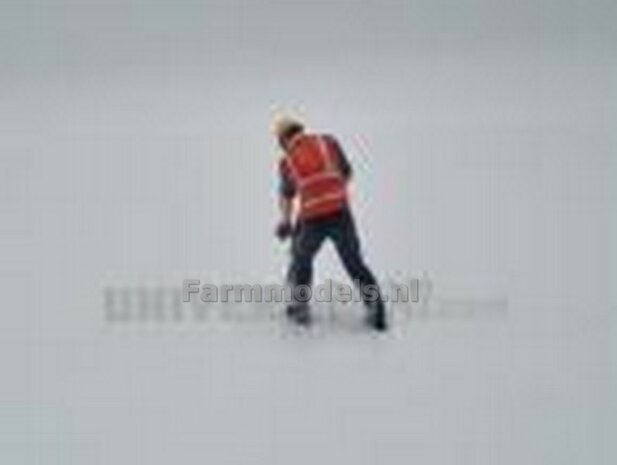 ORANGE: Man met Drilhamer en veiligheids hesje en helm-handgeschilderd 1:32 ATL32045