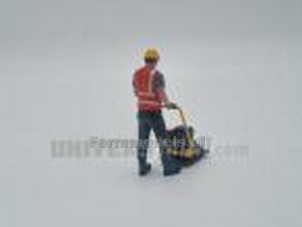 ORANGE: Man met Trilplaat en veiligheids hesje en helm-handgeschilderd 1:32 ATL32050