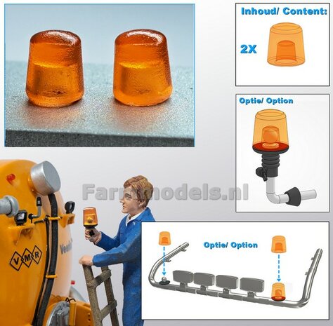 2x LOSSE ZWAAILAMP AFDEKKAP V7 = zonder zwaailamp huis/houder (VERSIE 7) mooi voor o.a. de breedtesteunen van diverse Nooteboom trailers 1:32