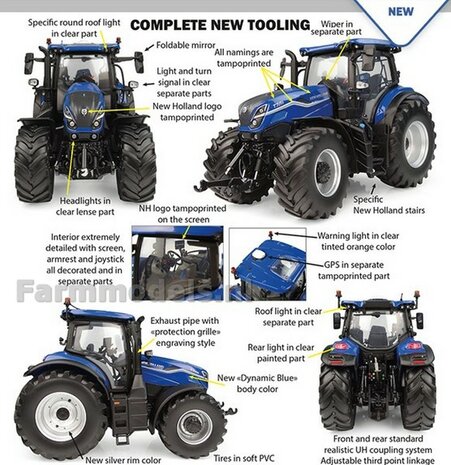 New Holland T7.210 Dynamic blue 2026 + FREE GIFT VOORRUIT STICKER SET 1:32 UNIVERSAL HOBBIES   6810       