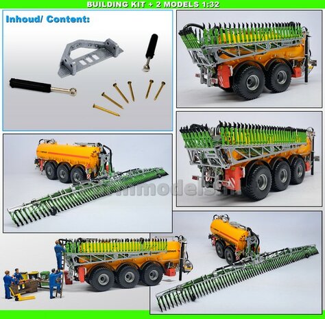 BOUWKIT: KOPPELBOK Resin ALUMINIUM Gespoten + 2x CILINDER + 6x Montage nagels  t.b.v. koppelen Joskin Pendislide met VEENHUIS Mesttank UH 1:32