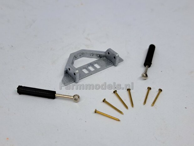 BOUWKIT: KOPPELBOK Resin ALUMINIUM Gespoten + 2x CILINDER + 6x Montage nagels  t.b.v. koppelen Joskin Pendislide met VEENHUIS Mesttank UH 1:32