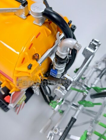 BOUWKIT: KOPPELBOK Resin ALUMINIUM Gespoten + 2x CILINDER + 6x Montage nagels  t.b.v. koppelen Joskin Pendislide met VEENHUIS Mesttank UH 1:32