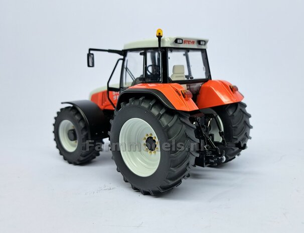 VERBOUWD: Steyr 9145 1:32 nieuwe banden &amp; WIT gespoten velgen, eindvertragingen-wielmoeren &amp; FREE GIFT VOORRUIT STICKERSET 1:32  MM2424-REB  NB2B