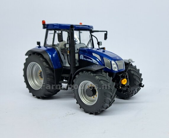 VERBOUWD: New Holland T7550 1:32 nieuwe banden &amp; ALU-METALIC gespoten velgen, eindvertragingen-wielmoeren &amp; FREE GIFT VOORRUIT STICKERSET 1:32  MM2217-REB  NB2B