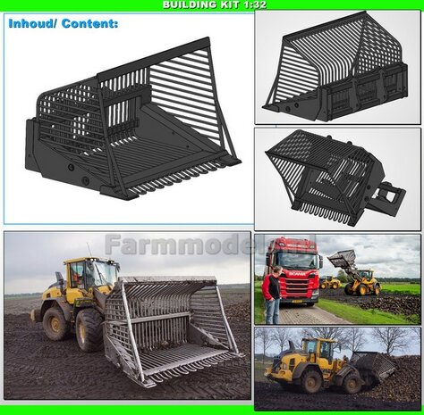 BOUWKIT: BIETENBAK HOOGKIEPBAK past o.a. snelwissel 510005 t/m 510095 &amp; Volvo VAB-STD van AT &amp; Claas Torion/ Liebherr L 556 van Wiking 1:32 APRIL 2026