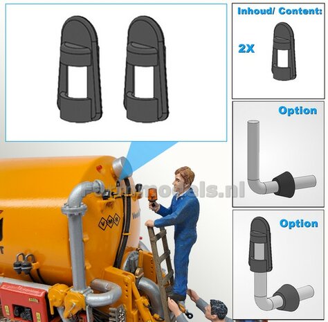 2x AFDEK-/ BESCHERM DOPJES t.b.v. ZWAAILAMPSTEUN passen op  &Oslash; 1mm steun. Materiaal: Resin ZWART gespoten geleverd 1:32  