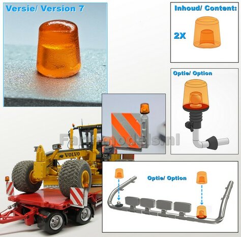 1x LOSSE ZWAAILAMP AFDEKKAP V7 = zonder zwaailamp huis/houder (VERSIE 7) mooi voor o.a. de breedtesteunen van diverse Nooteboom trailers 1:32