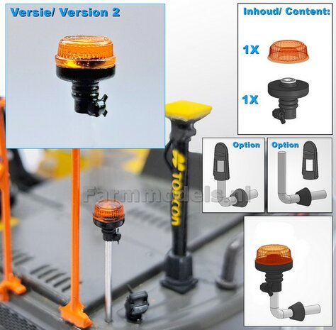 1x ZWAAILAMPEN V2  = 1x Zwaailamphuis/houder + 1x afdekkap VERSIE 2, geschikt voor montage op &Oslash; 1mm steun 1:32  