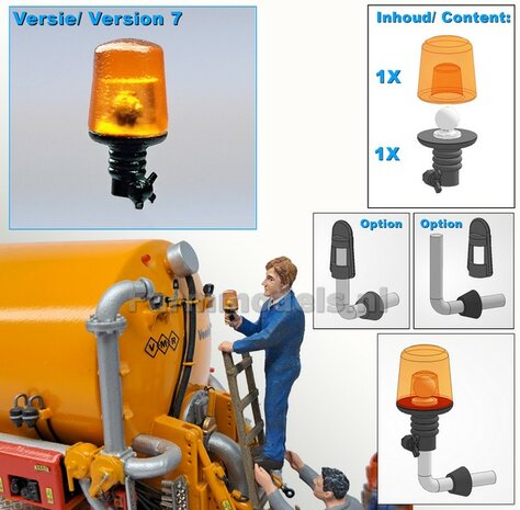 1x ZWAAILAMPEN V7  = 1x Zwaailamphuis/houder + 1x afdekkap VERSIE 7, geschikt voor montage op &Oslash; 1mm steun 1:32  