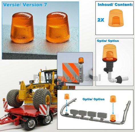 2x LOSSE ZWAAILAMP AFDEKKAP V7 = zonder zwaailamp huis/houder (VERSIE 7) mooi voor o.a. de breedtesteunen van diverse Nooteboom trailers 1:32