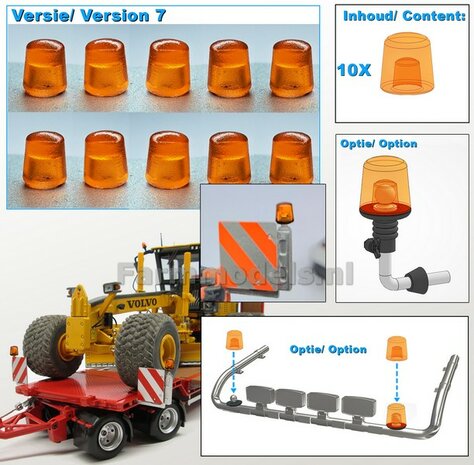 10x LOSSE ZWAAILAMP AFDEKKAP V7 = zonder zwaailamp huis/houder (VERSIE 7) mooi voor o.a. de breedtesteunen van diverse Nooteboom trailers 1:32