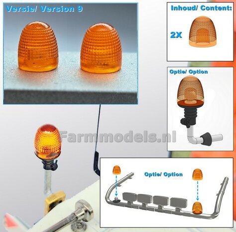 2x LOSSE ZWAAILAMP AFDEKKAP V9 = zonder zwaailamp huis/houder (VERSIE 9)  1:32