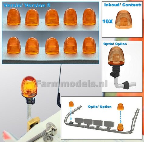 10x LOSSE ZWAAILAMP AFDEKKAP V7 = zonder zwaailamp huis/houder (VERSIE 7) mooi voor o.a. de breedtesteunen van diverse Nooteboom trailers 1:32