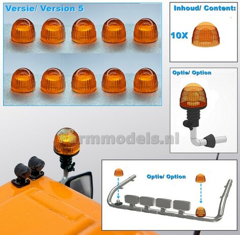 10x LOSSE ZWAAILAMP AFDEKKAP V5 = zonder zwaailamp huis/houder (VERSIE 5) mooi voor o.a. de breedtesteunen van diverse Nooteboom trailers 1:32