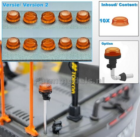 10x LOSSE ZWAAILAMP AFDEKKAP V2 = zonder zwaailamp huis/houder (VERSIE 2) mooi voor o.a. de breedtesteunen van diverse Nooteboom trailers 1:32