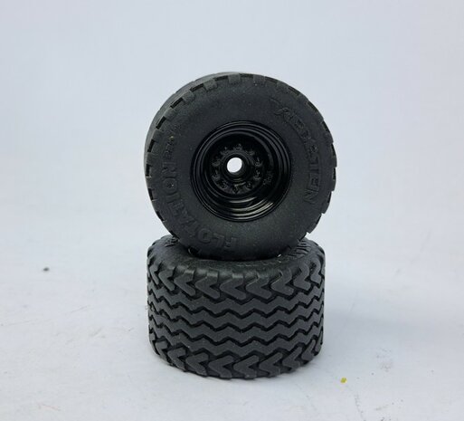 &Oslash; 46.8 mm: TEBBE HS 240: 2x Vredestein Flotation Pro Banden met ZWART GLANS gespoten Velgen 1:32 Premium Line Series  
