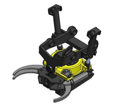 BOUWKIT: Engcon EC326 Draaikantelstuk met gripper Giekaansluiting Pen Koppeling naar S70 koppeling bak &amp; hulpstukken. RESIN BLANK geleverd 1:32 