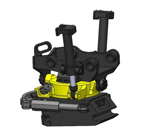 BOUWKIT: Engcon EC326 Draaikantelstuk met gripper Giekaansluiting Pen Koppeling naar S70 koppeling bak &amp; hulpstukken. RESIN BLANK geleverd 1:32 