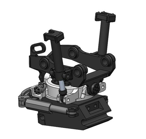 BOUWKIT: Engcon EC326 Draaikantelstuk met gripper Giekaansluiting Pen Koppeling naar S70 koppeling bak &amp; hulpstukken. RESIN BLANK geleverd 1:32 