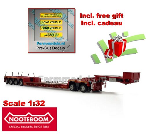 RED Nooteboom Euro Lowloader met RODE interdolly + Free Gift Decals  1:32 MargeModels MM2011-01   