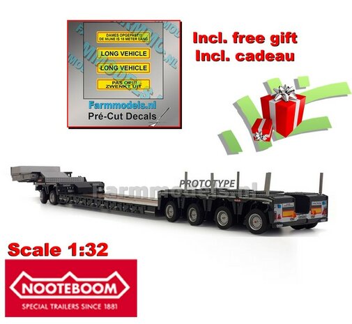 ANTRACITE Nooteboom Euro Lowloader met ANTRACIET interdolly + Free Gift Decals   1:32 MargeModels MM2011-02   