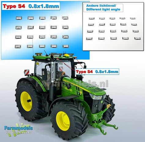 20x Zelfklevende WITTE GLIMMERS/ REFLECTOREN  Type S4  afmeting: 0.8 x 1.8mm  Kleur: HELDER WIT  Farmmodels.nl