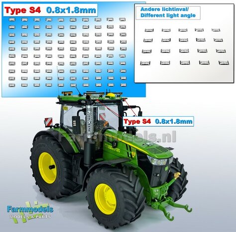 100x Zelfklevende WITTE GLIMMERS/ REFLECTOREN  Type S4  afmeting: 0.8 x 1.8mm  Kleur: HELDER WIT  Farmmodels.nl