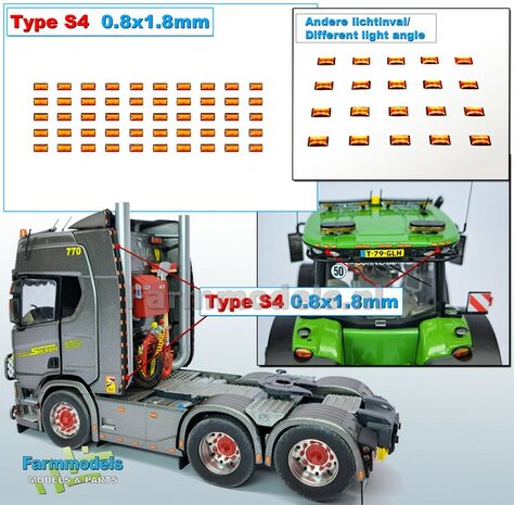 50x Zelfklevende ORANJE GLIMMERS/ REFLECTOREN  Type S4  afmeting: 0.8 x 1.8mm  Kleur: HELDER ORANJE  Farmmodels.nl