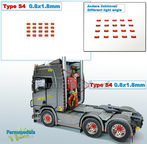 20x Zelfklevende RODE GLIMMERS/ REFLECTOREN  Type S4  afmeting: 0.8 x 1.8mm  Kleur: HELDER ROOD  Farmmodels.nl
