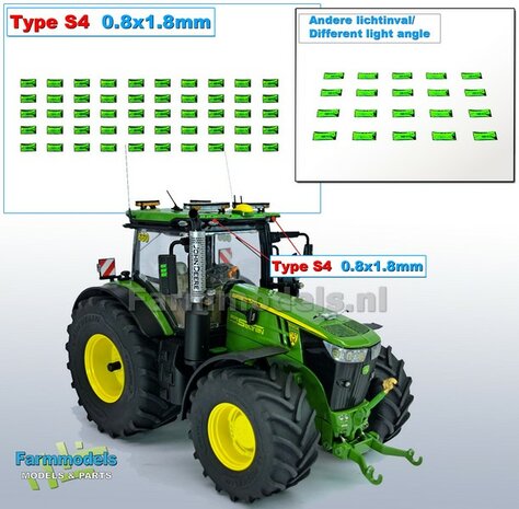 50x Zelfklevende GROENE GLIMMERS/ REFLECTOREN  Type S4  afmeting: 0.8 x 1.8mm  Kleur: HELDER GROEN  Farmmodels.nl