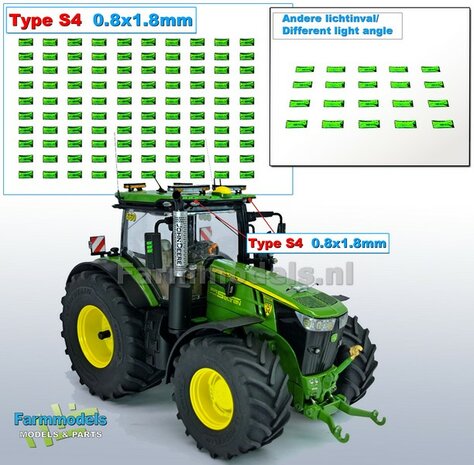 100x Zelfklevende GROENE GLIMMERS/ REFLECTOREN  Type S4  afmeting: 0.8 x 1.8mm  Kleur: HELDER GROEN  Farmmodels.nl