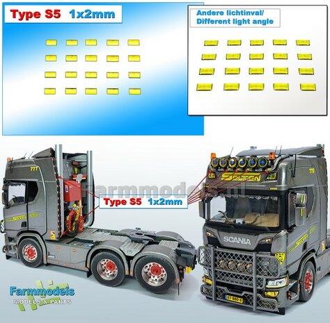 20x Zelfklevende GELE GLIMMERS/ REFLECTOREN  Type S5  afmeting: 1 x 2mm  Kleur: HELDER GEEL  Farmmodels.nl