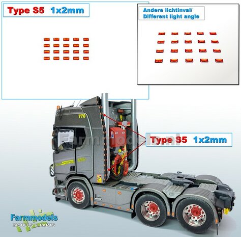 20x Zelfklevende RODE GLIMMERS/ REFLECTOREN  Type S5  afmeting: 1 x 2mm  Kleur: HELDER ROOD  Farmmodels.nl