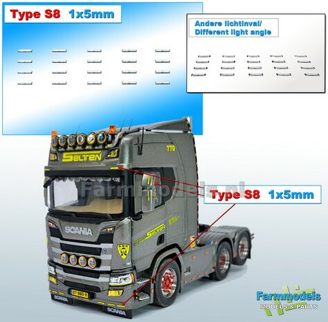 20x Zelfklevende WITTE GLIMMERS/ REFLECTOREN  Type S8  afmeting: 1 x 5 mm  Kleur: HELDER WIT  Farmmodels.nl