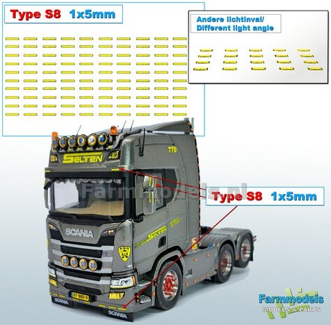 100x Zelfklevende GELE GLIMMERS/ REFLECTOREN  Type S8  afmeting: 1 x 5 mm  Kleur: HELDER GEEL  Farmmodels.nl