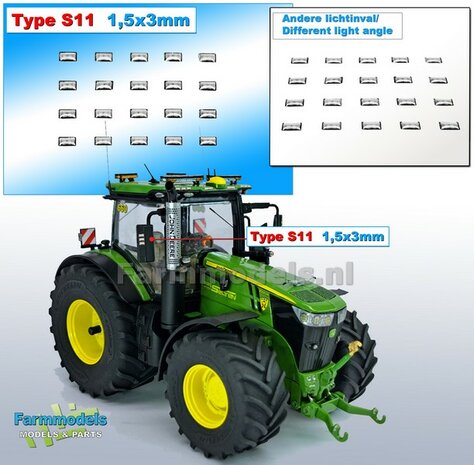 20x Zelfklevende WITTE GLIMMERS/ REFLECTOREN  Type S11  afmeting: 1,5 x 3 mm  Kleur: HELDER WIT  Farmmodels.nl