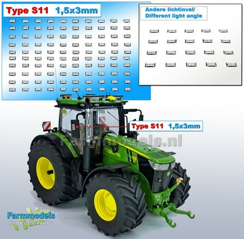 100x Zelfklevende WITTE GLIMMERS/ REFLECTOREN  Type S11  afmeting: 1,5 x 3 mm  Kleur: HELDER WIT  Farmmodels.nl