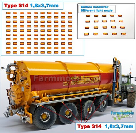 100x Zelfklevende ORANJE GLIMMERS/ REFLECTOREN  Type S14  afmeting: 1,8 x 3,7 mm  Kleur: HELDER ORANJE  Farmmodels.nl