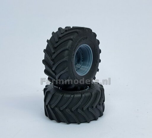 &Oslash; 54.8 x 25.8 mm: JD 8R 410: 2x Michelin Axiobib2 Banden + RESIN Velgen BLANK Geleverd 1:32    Farmmodels Premium Line Series 