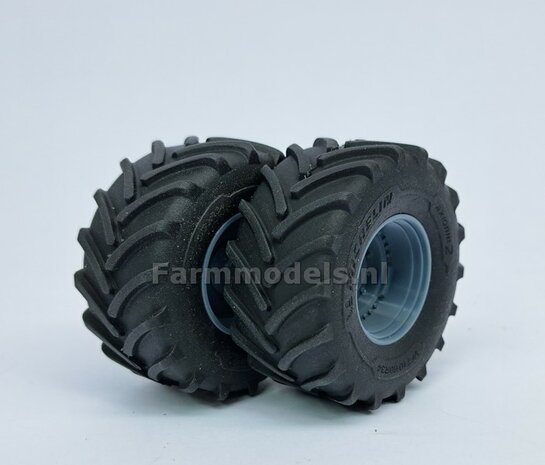 &Oslash; 54.8 x 25.8 mm: JD 8R 410: 2x Michelin Axiobib2 Banden + RESIN Velgen BLANK Geleverd 1:32    Farmmodels Premium Line Series 