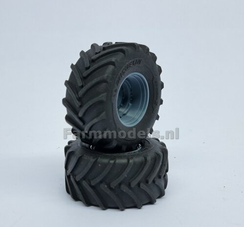 &Oslash; 54.8 x 25.8 mm: JD 7R Series: 2x Michelin Axiobib2 Banden + RESIN Velgen BLANK Geleverd 1:32    Farmmodels Premium Line Series 