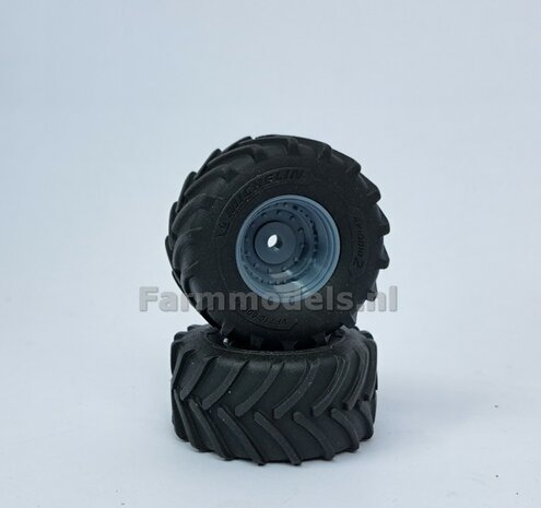 &Oslash; 54.8 x 25.8 mm: JD 7R Series: 2x Michelin Axiobib2 Banden + RESIN Velgen BLANK Geleverd 1:32    Farmmodels Premium Line Series 