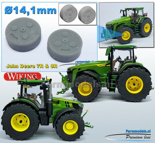 2x Eindvertragingen/ Planeetkappen JOHN DEERE 8R t.b.v. Vooras velgen &Oslash; 14.1mm  RESIN  BLANK Geleverd  1:32  Farmmodels Premium Line Series  